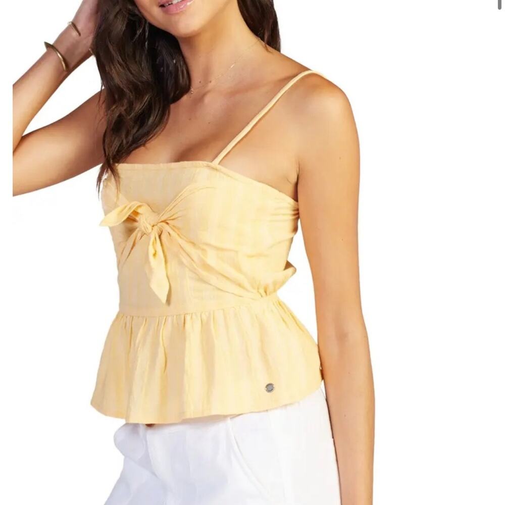 ROXY Very Sunny Textured Stripe Cotton Blend Peplum Top NWT in Medium